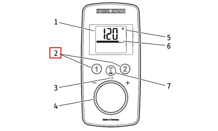 dhc-e temperature preset buttons of stiebel eltron water heater