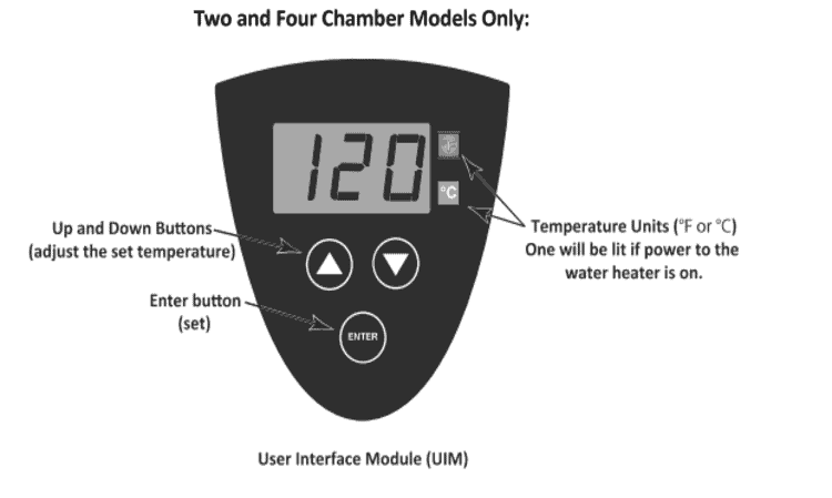 temperature setting board for two or four chamber model of state select water heater
