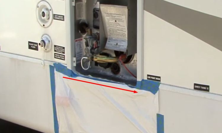protect the area of the rv sidewall under the water heater