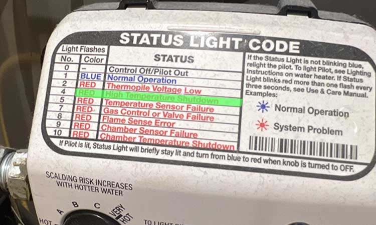 rheem water heater 4 flashes